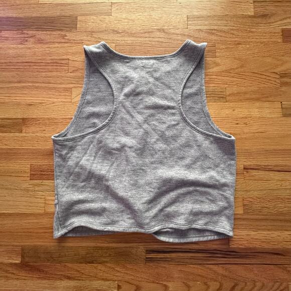 AERIE x Women Ribbed Twist Crop Top Gray Large Athlesiure Wear Workout Gym Hike - Picture 2 of 5